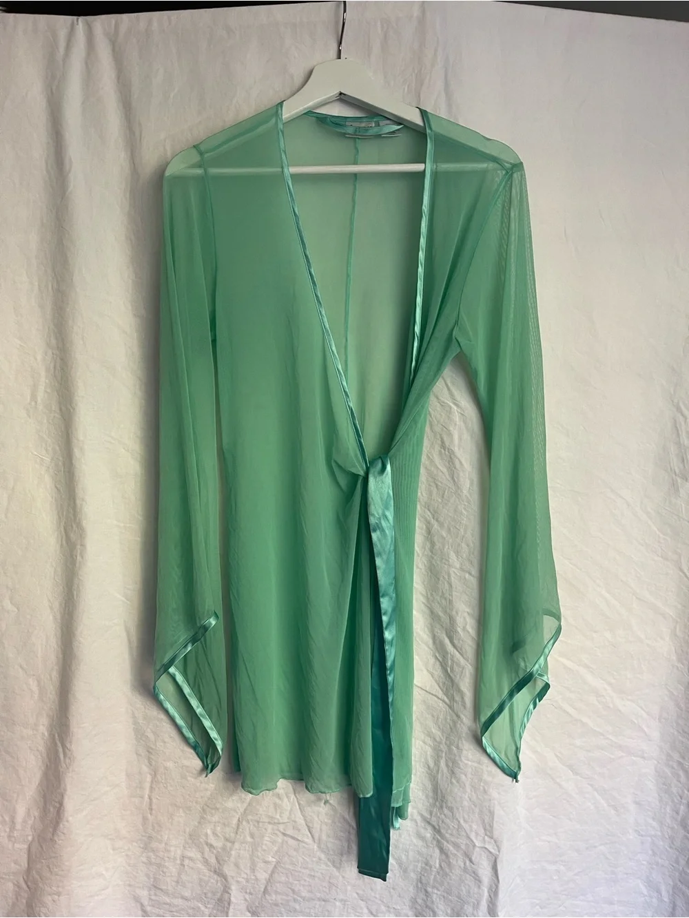 Vintage 90s Frederick’s of Hollywood Mint Mesh Robe Y2K Festival Fairy Size S